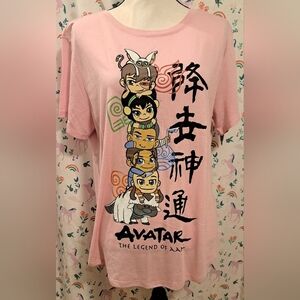 EUC Y2K Avatar Pink Graphic Anime Japan Short Sleeve Lounge T-Shirt Top SZ XL